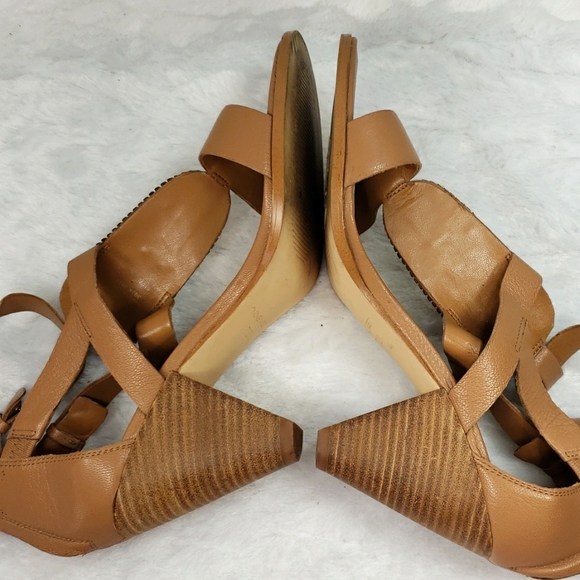 Nine West Reese Heels Women Brown leather Beaded Sandal Strap Back Zip Size7.5 - Picture 8 of 10